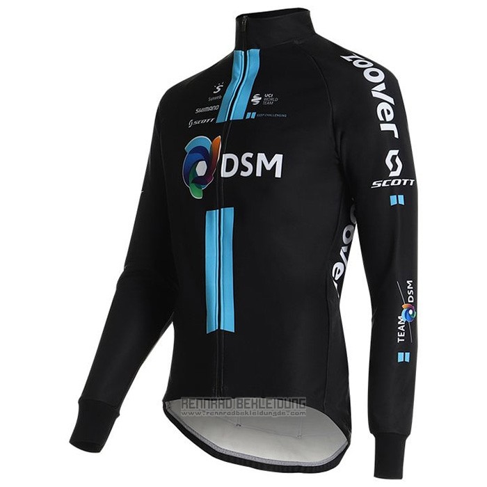 2021 Fahrradbekleidung DSM Shwarz Blau Trikot Langarm und Tragerhose - zum Schließen ins Bild klicken